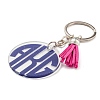 Acrylic Flat Round with Suede Tassel Pendant Keychain KEYC-G060-01B-2