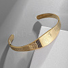 Saint Benedict Religion 304 Stainless Steel Cuff Bangles for Women BJEW-S181-01G-1