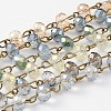 Handmade Electroplate Glass Faceted Rondelle Beads Chains for Necklaces Bracelets Making AJEW-JB00145-1