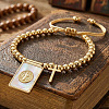 Adjustable Brass & Natural Shell Charm Bracelets MV3027-2
