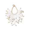 Glass Seed Beaded Imitation Coral Pendants PALLOY-MZ00938-01-1
