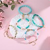 5Pcs 5 Style Handmade Polymer Clay Stretch & Brass Beaded & Alloy Link Chain Bracelets Set BJEW-SZ0001-66C-4