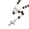 304 Stainless Steel Rosary Bead Necklaces for Easter NJEW-L159-03GP-2