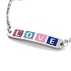 201 Stainless Steel Cross & Rectangle with Word Love Link Bracelets BJEW-B090-01B-07-2
