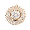 Brass Micro Pave Cubic Zirconia with Glass Pendants KK-Q026-15G-1