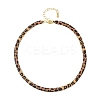 Leopard Print Alloy Snake Chain Necklaces for Women NJEW-K281-01-5