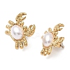 304 Stainless Steel ABS Imitation Pearl Crab Stud Earrings EJEW-K268-59G-4