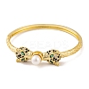 Leopard Brass Pave Green Cubic Zirconia Hinged Bangles for Women BJEW-S147-04G-2