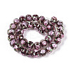 Handmade Lampwork Inner Flower Rondelle Beads Strands LAMP-T022-24B-2