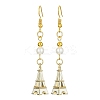 Alloy Enamel Eiffel Tower Dangle Earrings with Imitation Pearl Beaded EJEW-JE05422-03-1