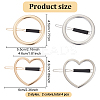 MAKERER 4Pcs 4 Style Alloy Hollow Heart & Ring Hair Pin PHAR-GO0001-01-2