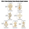 35Pcs 7 Styles Wedding Theme Wooden Huggie Pendants WOOD-CJ0002-07-2