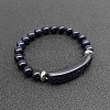 Synthetic Blue Goldstone Bead Stretch Bracelets for Women Men MZ7269-13-1
