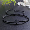 3Pcs Synthetic Stone Cross Braided Cord Adjustable Bracelet Sets CC2534-2-4