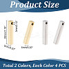 8Pcs 2 Colors 304 Stainless Steel Pendants FIND-UN0004-05-2