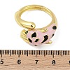 Brass Micro Pave Cubic Zirconia Enamel Cuff Rings for Women RJEW-L113-041G-5