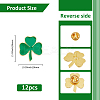 12Pcs Saint Patrick's Day Alloy Enamel Shamrock Brooch JEWB-FH0001-64A-2