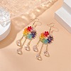 Glass Beaded Ring with Teardrop Dangle Earrings EJEW-JE05262-3