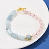 Natural Mixed Stone with Brass Round & Prism Beaded Bracelets for Women BJEW-G752-01G-3