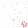 925 Sterling Silver Moon & Star Cable Chain Lariat Necklaces for Women IU6306-1