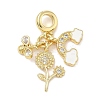 Brass Micro Pave Clear Cubic Zirconia European Dangle Charms KK-K368-36G-1