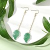 Glass Leaf & 304 Stainless Steel Dangle Earrings for Women EJEW-JE06232-2