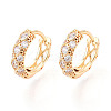 Brass Micro Pave Clear Cubic Zirconia Hoop Earrings EJEW-T048-45G-1