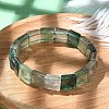 Square Natural Fluorite Beads Stretch Bracelets for Women Men BJEW-C097-06L-2