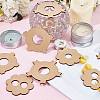 4 Sets Flower Wooden Wick Holder Kit WOOD-DR0001-03B-3