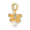 Brass Micro Pave Clear Cubic Zirconia European Dangle Charms KK-D502-02G-1