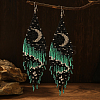Bohemian Style Moon Pattern Glass Bead Handmade Dangle Earrings for Women DD4276-1