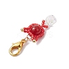 Natural Carnelian & Glass Seed Beaded Cat Pendant Decoration HJEW-MZ00157-07-4