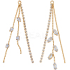 8Pcs 2 Styles Brass Micro Pave Clear Cubic Zirconia Tassel Chains Big Pendants KK-BBC0020-75-6