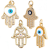 8Pcs 4 Styles Brass Micro Pave Cubic Zirconia Pendants KK-BBC0019-79-1