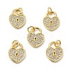 Brass Micro Pave Clear Cubic Zirconia Charms KK-E068-VB127-3