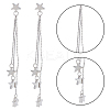2 Pairs 2 Colors Alloy Star Tassel Dangle Stud Earrings for Women EJEW-AN0001-57-3