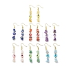 7Pcs 7 Style Natural Mixed Gemstone Chips & Resin Evil Eye Beaded Dangle Earrings EJEW-JE05117-1