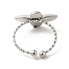 Non-Tarnish 304 Stainless Steel Owl Open Cuff Rings for Women RJEW-H136-01P-3