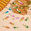 64Pcs 4 Colors Baking Paint Imitation Jade Glass Connector Charms PALLOY-GO00033-4