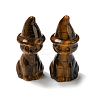 Natural Tiger Eye Carved Healing Cat with Witch Hat Figurines DJEW-D012-07B-1
