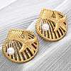 Shell Shape with Starfish 304 Stainless Steel Plastic Imitation Pearl Stud Earrings EJEW-Z109-04G-2