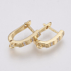 Brass Micro Pave Cubic Zirconia Hoop Earring Findings with Latch Back Closure LS-ZIRC-K075-26G-1