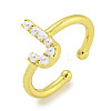 Rack Plating Brass Open Cuff Rings for Women RJEW-F162-01G-J-1