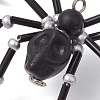 3Pcs 3 Colors Halloween Dyed Synthetic Turquoise & Glass Bugle Beaded Big Pendants PALLOY-JF02654-5