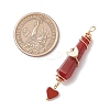 6Pcs 6 Styles Natural Carnelian & Green Aventurine & Rose Quartz & Quartz Crystal & Lapis Lazuli & Amethyst Copper Wire Wrapped Faceted Bullet Heart Pendants PALLOY-JF03482-03-2