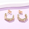 Brass Micro Pave Cubic Zirconia C-Shaped Stud Earrings EJEW-B153-11G-1