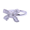 Bowknot Brass Micro Pave Clear Cubic Zirconia Finger Rings for Women FS-WGD928F-02-5