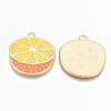 Light Gold Plated Alloy Enamel Pendants X-ENAM-T011-28KC-RS-2