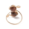 Round Gemstone Braided Open Cuff Ring X-RJEW-JR00491-6