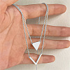 Triangle & Letter V Pendant Alloy Double Layer Necklaces for Women FS-WGE5888-01-1